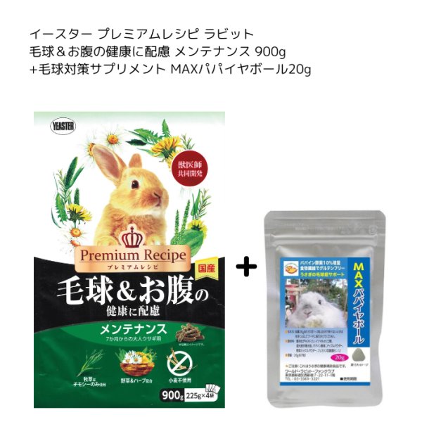 画像1: イースター プレミアムレシピ ラビット メンテナンス 900g+うさぎファンクラブ MAXパパイヤボール20g (1)