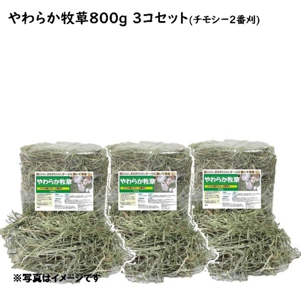 画像1: うさぎ やわらか牧草800g ×3個  チモシー2番刈  ふわふわ あったか 防寒 足腰 繊維質 (1)