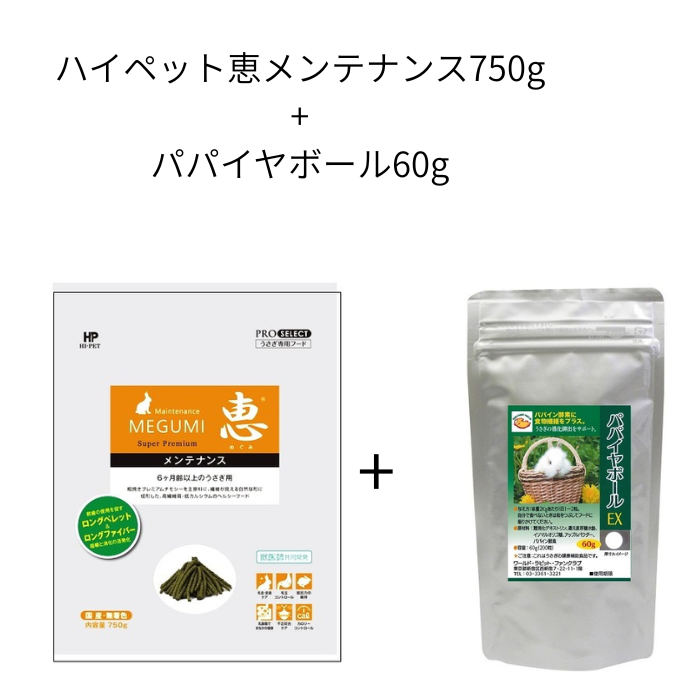 ハイペット 恵 メンテナンス750g + パパイヤボール60g セット